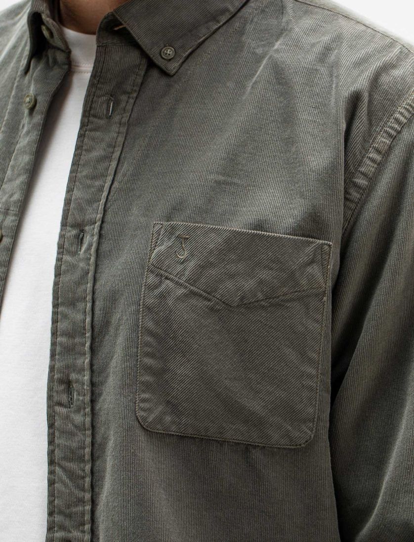 Butcher of Blue overhemd groen effen corduroy