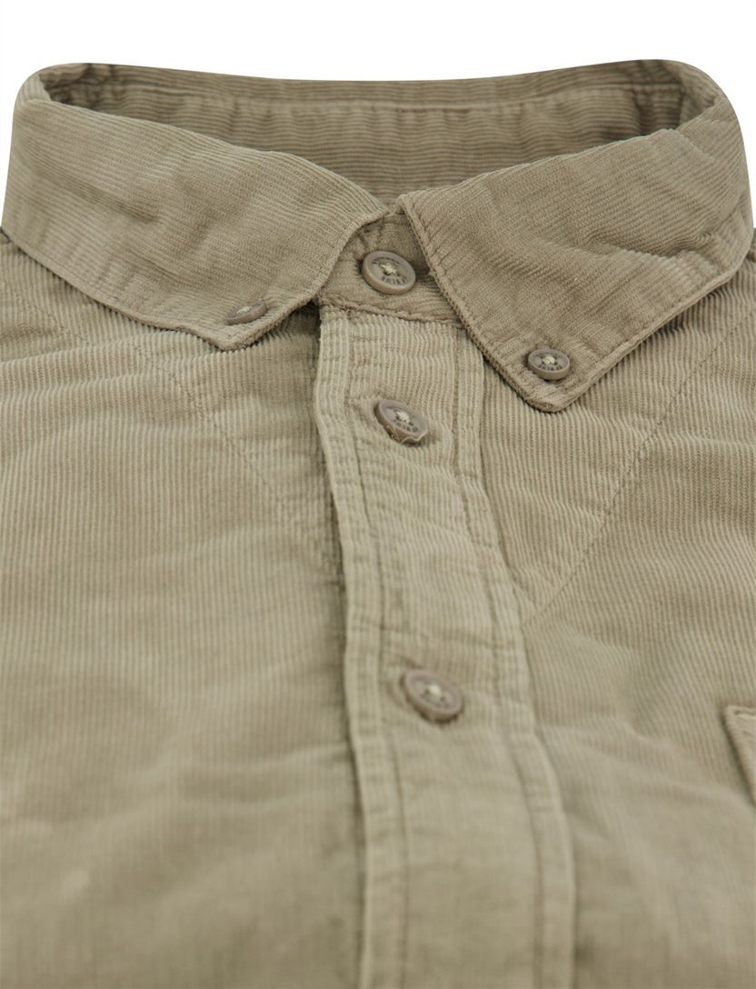 Butcher of Blue overhemd groen effen corduroy