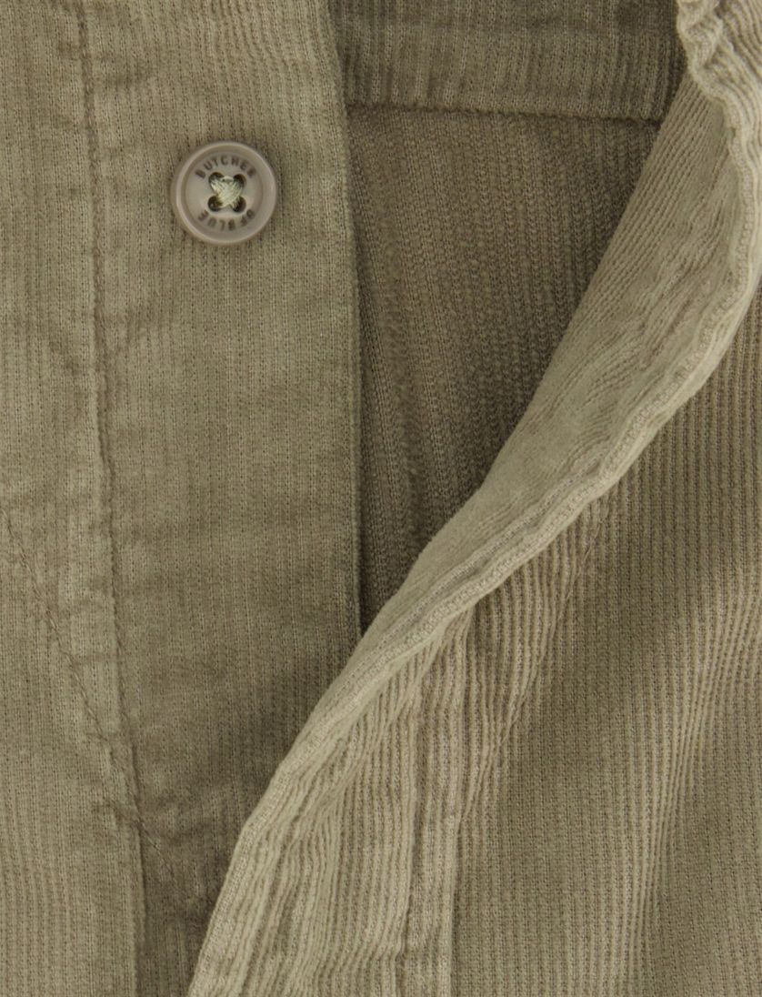 Butcher of Blue overhemd groen effen corduroy