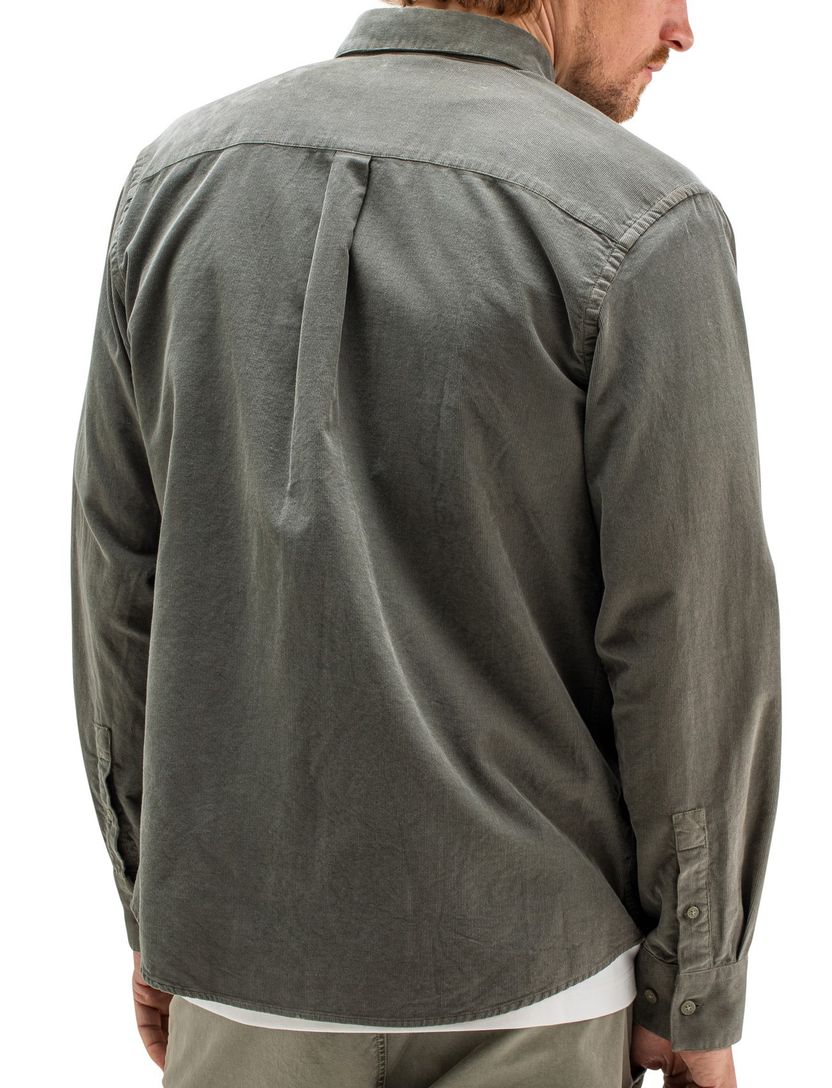Butcher of Blue overhemd groen effen corduroy