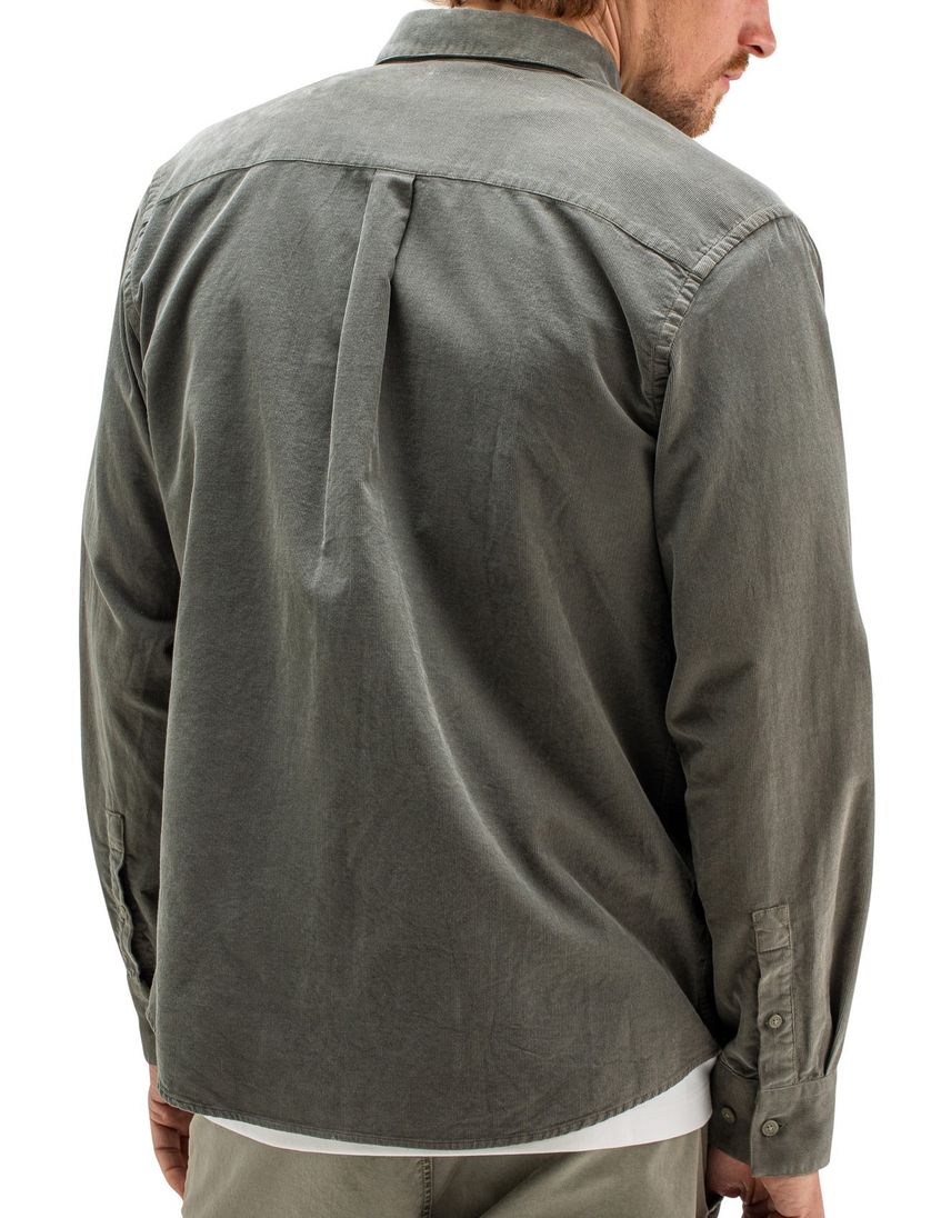 Butcher of Blue overhemd groen effen corduroy