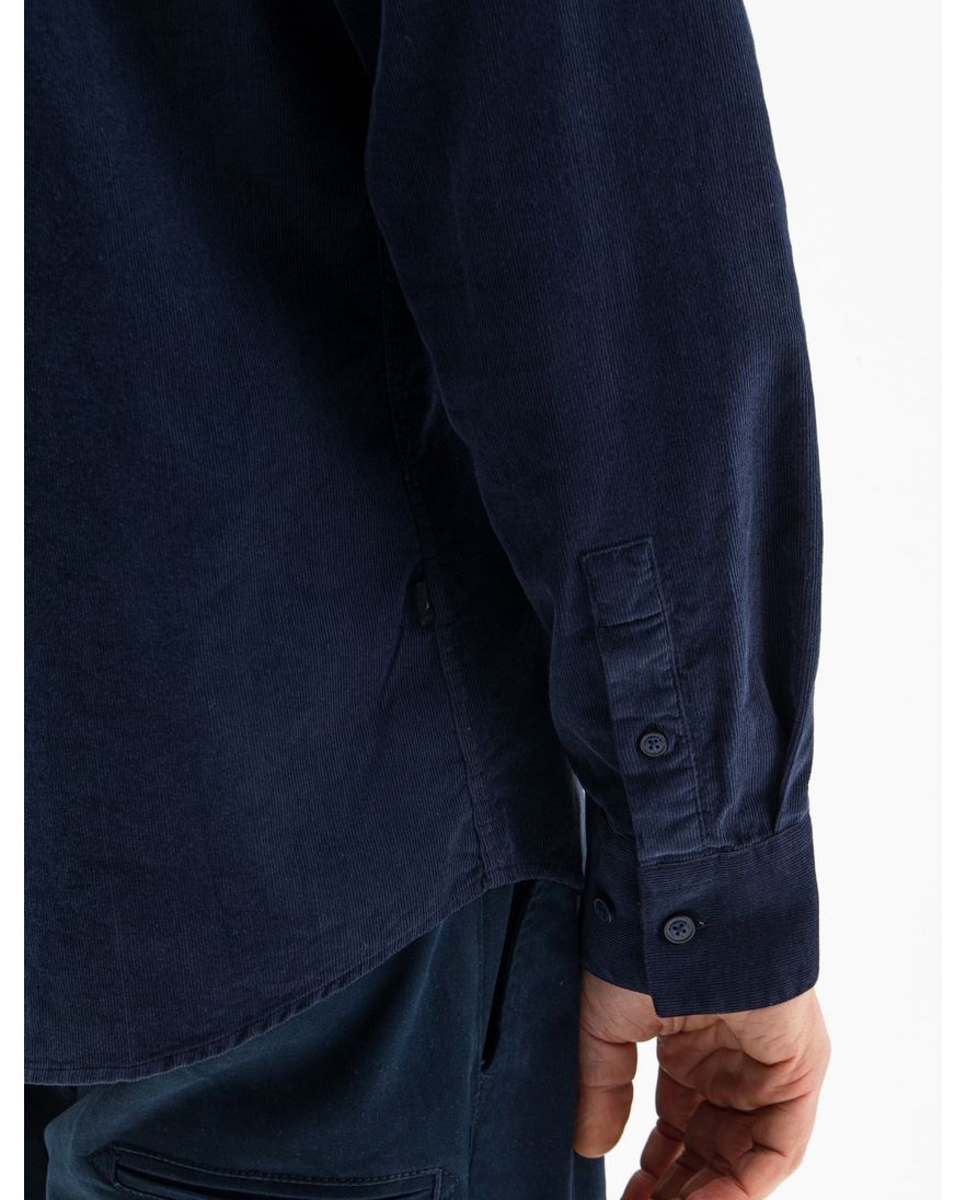 Butcher of Blue overhemd navy corduroy borstzak