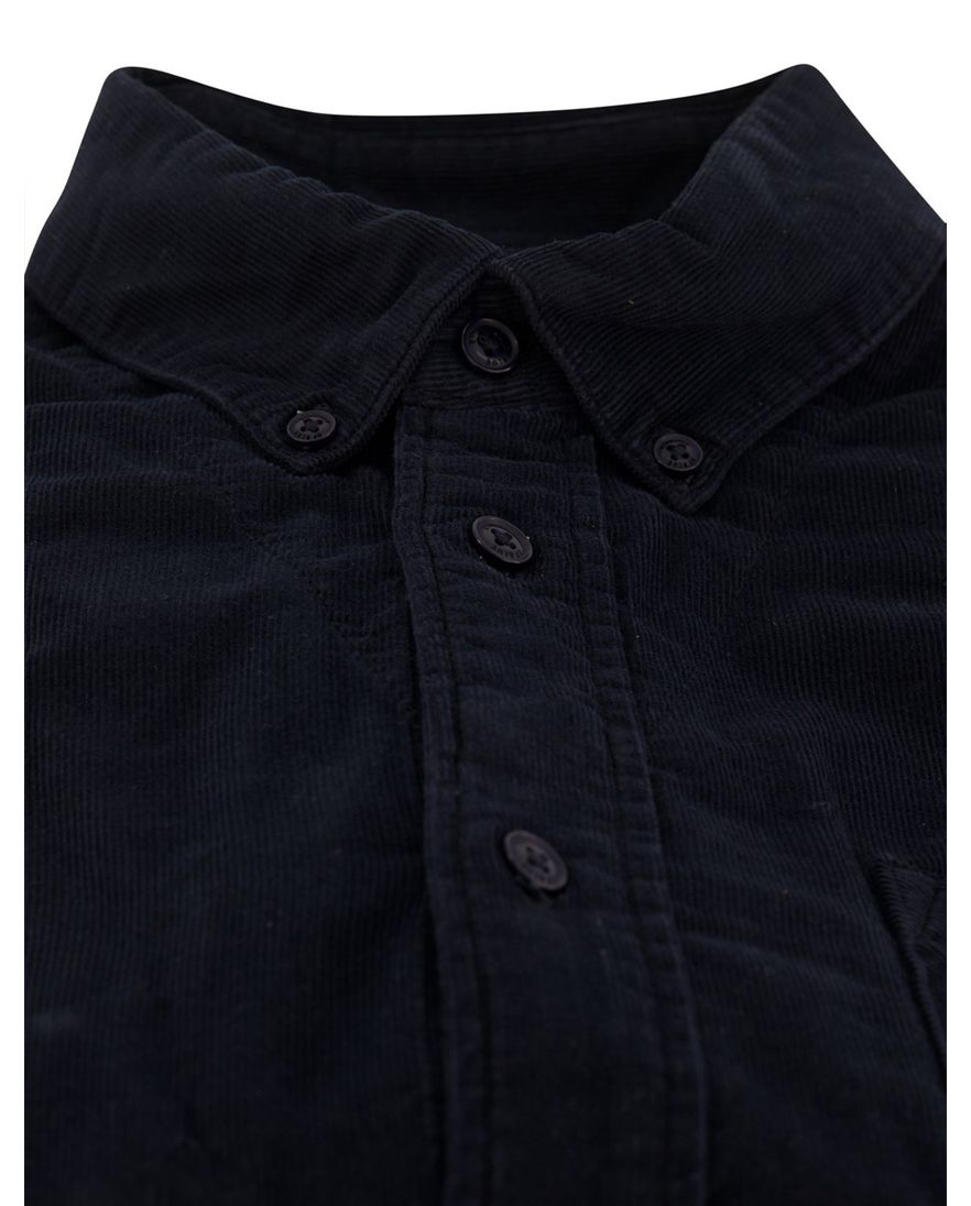 Butcher of Blue overhemd navy corduroy borstzak