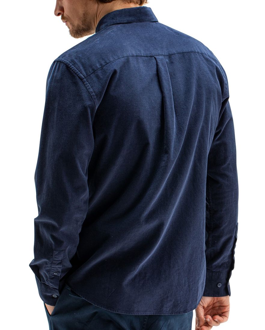 Butcher of Blue overhemd navy corduroy borstzak