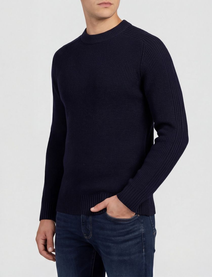 trui Butcher of Blue donkerblauw structuur