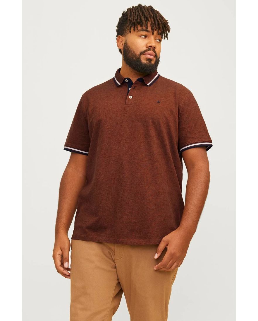 Jack & Jones polo bruin effen korte mouw katoen