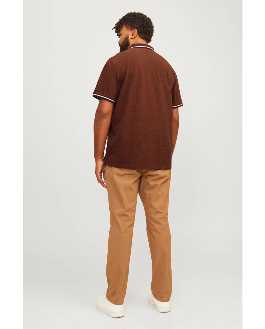 Jack & Jones polo bruin effen korte mouw katoen