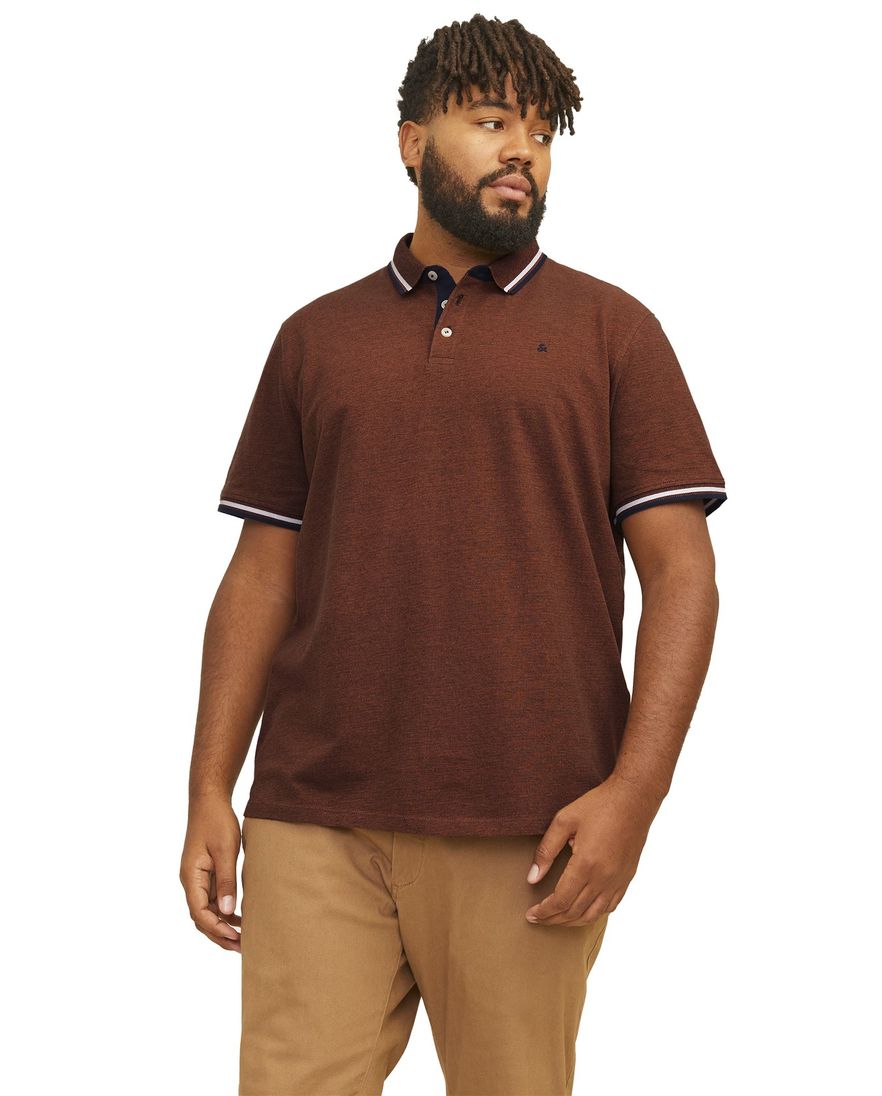 Jack & Jones polo bruin effen korte mouw katoen