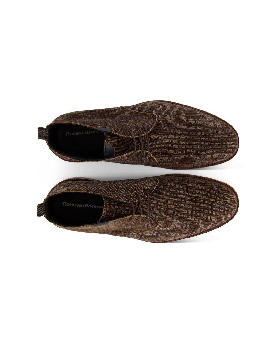 Floris van Bommel leren hoge veterschoenen bruin