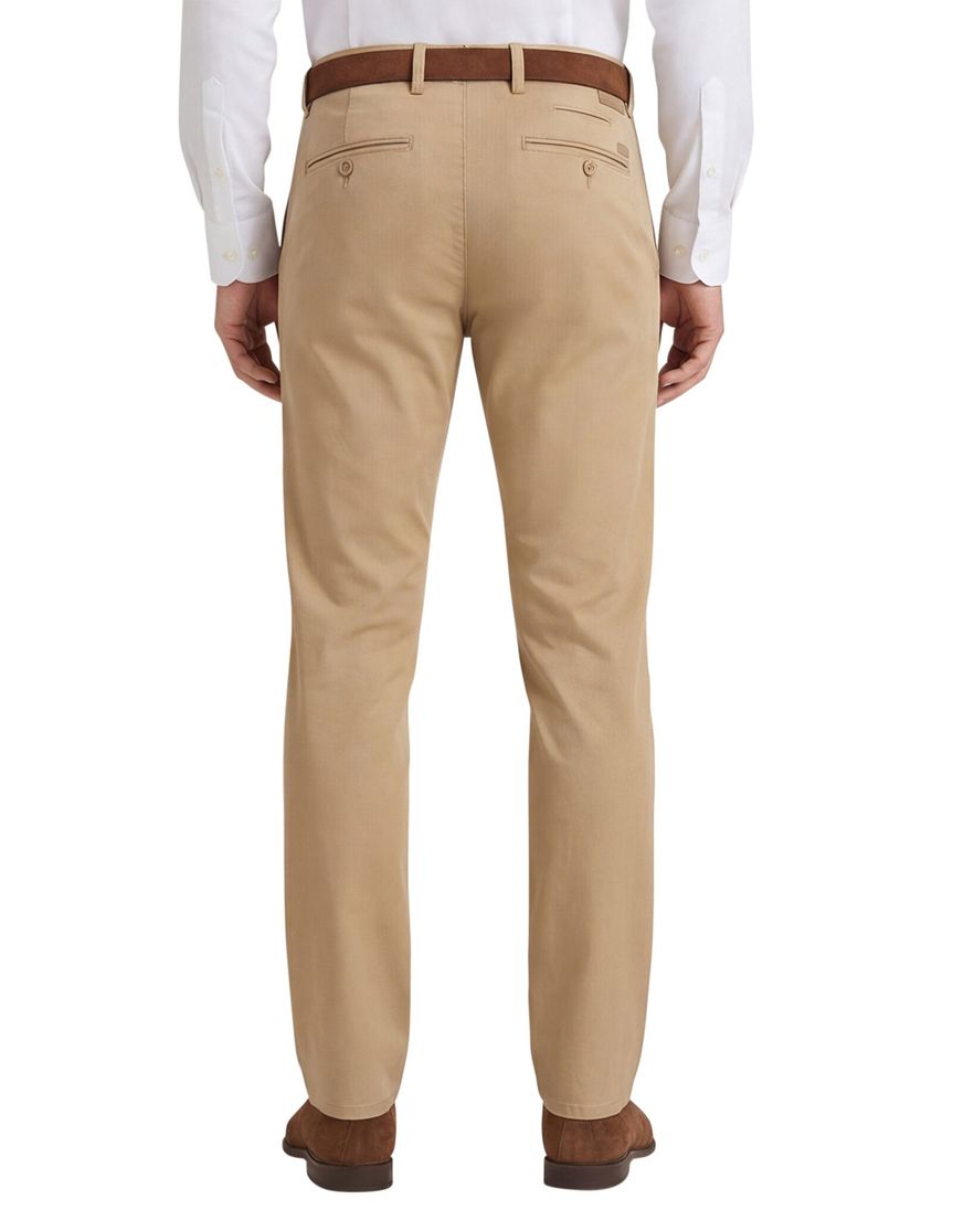 Brax Pantalon effen bruin normale fit katoen