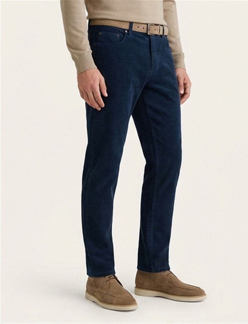 katoenen broek Brax effen donkerblauw normale fit