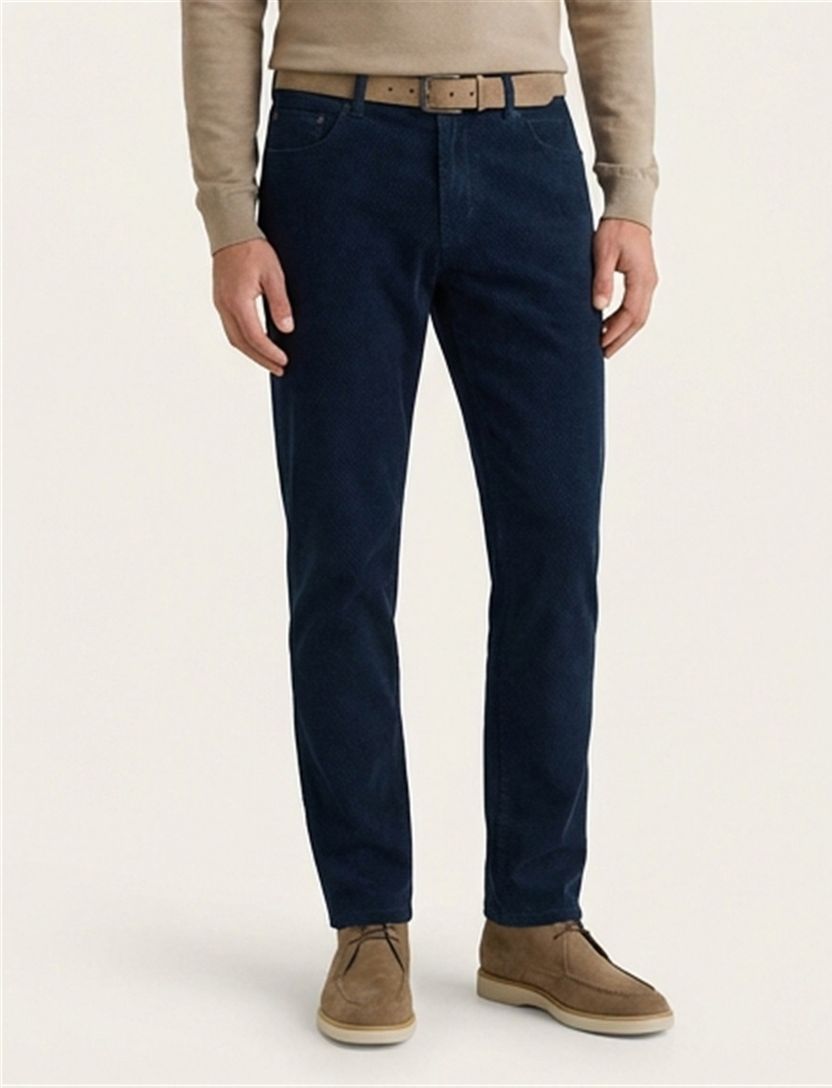 katoenen broek Brax effen donkerblauw normale fit