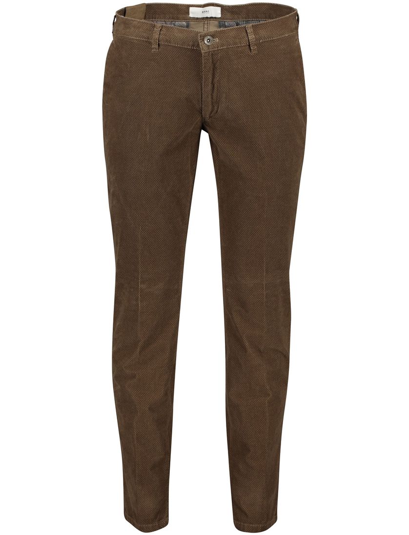 Brax chino Silvio Slim Fit katoen bruin textuur