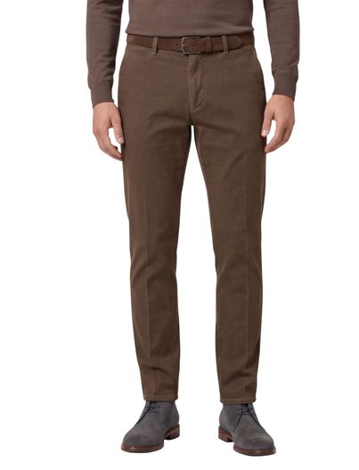 Brax Brax chino Silvio Slim Fit katoen bruin textuur