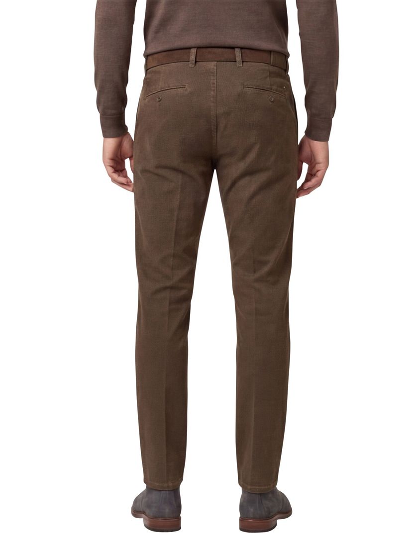 Brax chino Silvio Slim Fit katoen bruin textuur