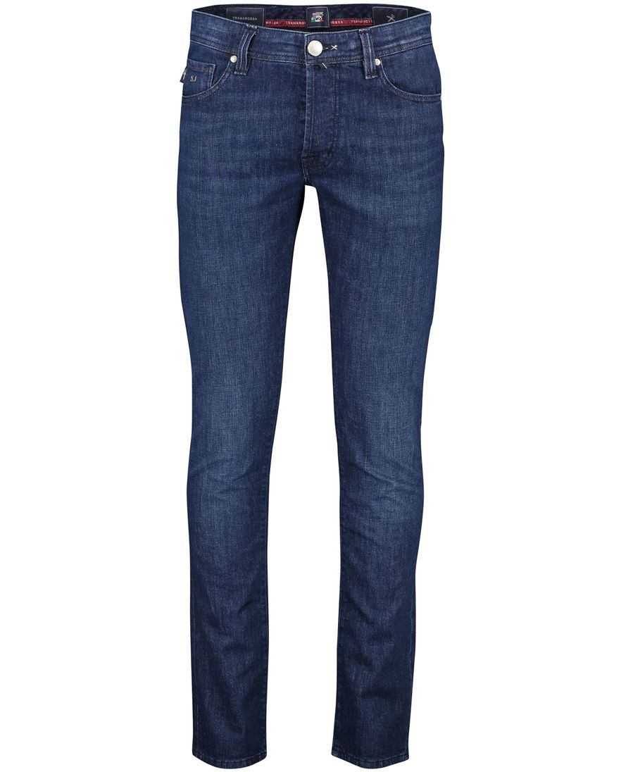 Tramarossa jeans Leonardo effen blauw katoen slim fit