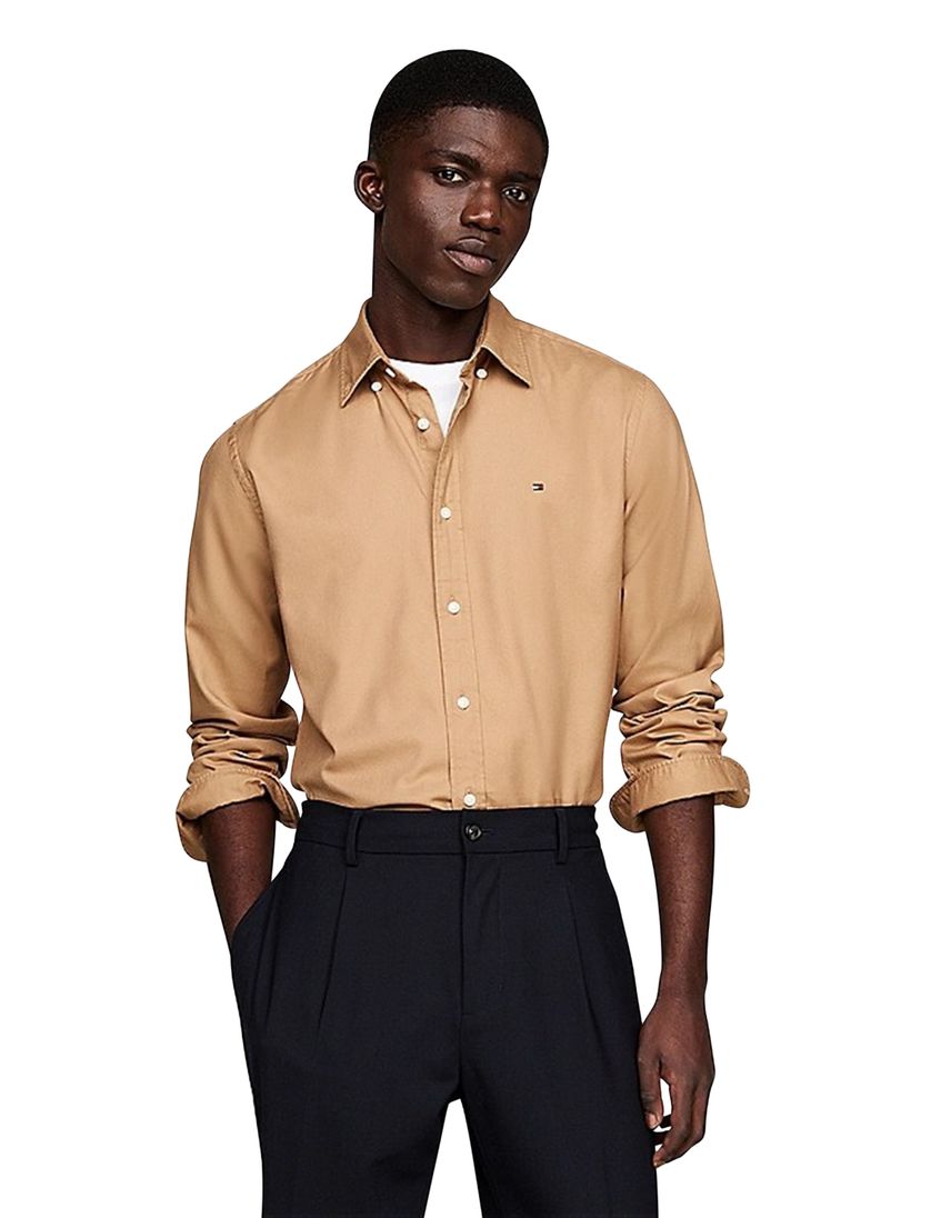 Katoenen Tommy Hilfiger overhemd beige Regular Fit