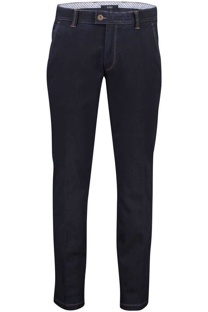 Eurex katoenen broek effen donkerblauw normale fit