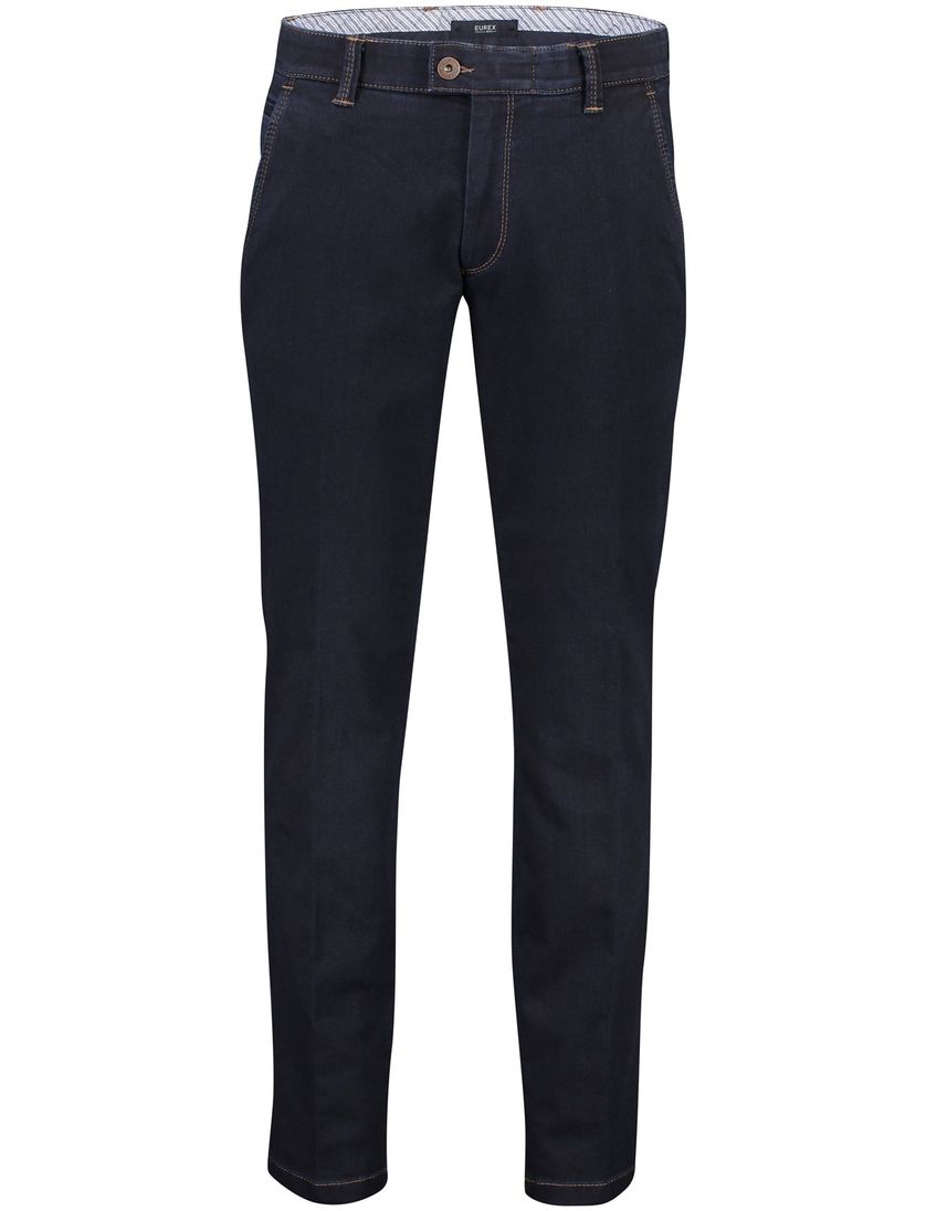 Eurex katoenen broek effen donkerblauw normale fit