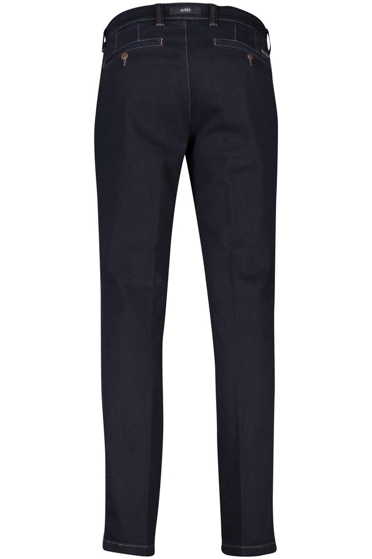 Eurex katoenen broek effen donkerblauw normale fit