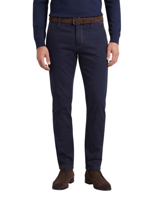 katoenen broek Eurex donkerblauw effen katoen, stretch