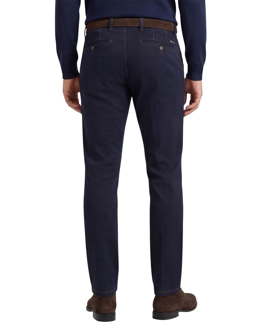 Eurex katoenen broek effen donkerblauw normale fit