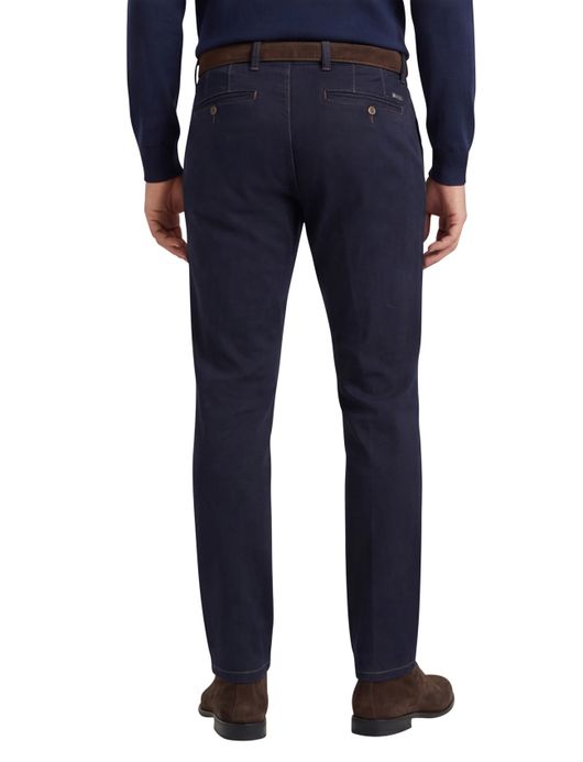katoenen Eurex broek effen donkerblauw normale fit