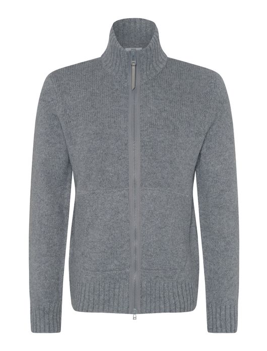 vest Brax grijs effen wol rits