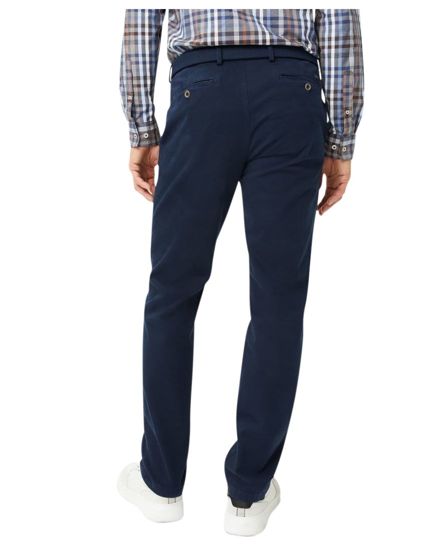 Eurex katoenen broek effen blauw normale fit