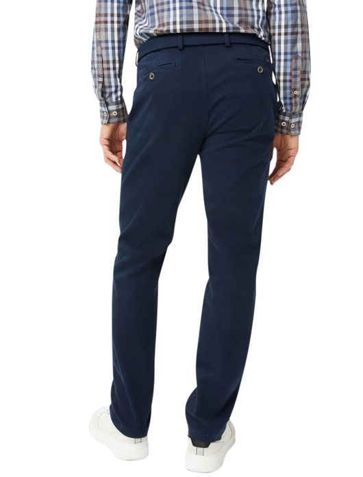 katoenen broek Eurex blauw effen katoen, stretch
