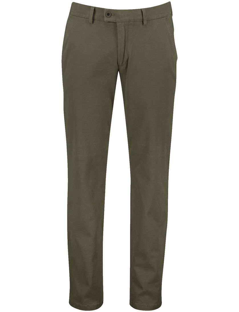 Eurex khaki katoenen broek effen met stretch