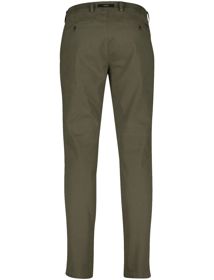 Eurex khaki katoenen broek effen met stretch