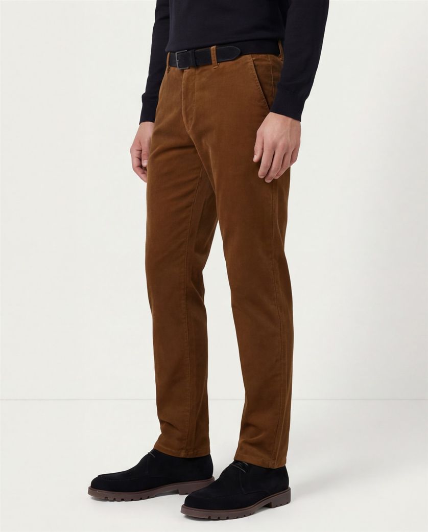 Eurex Pantalon bruin regular fit katoen
