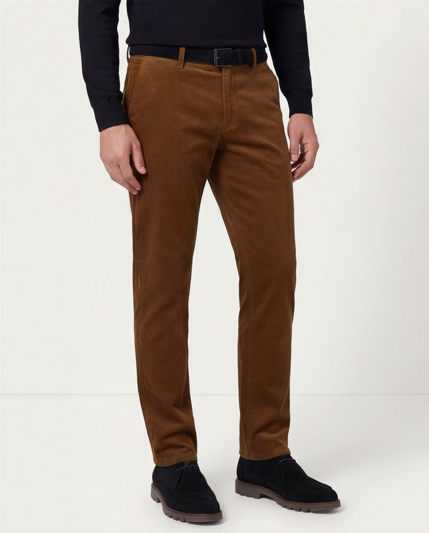 Eurex Pantalon bruin regular fit katoen