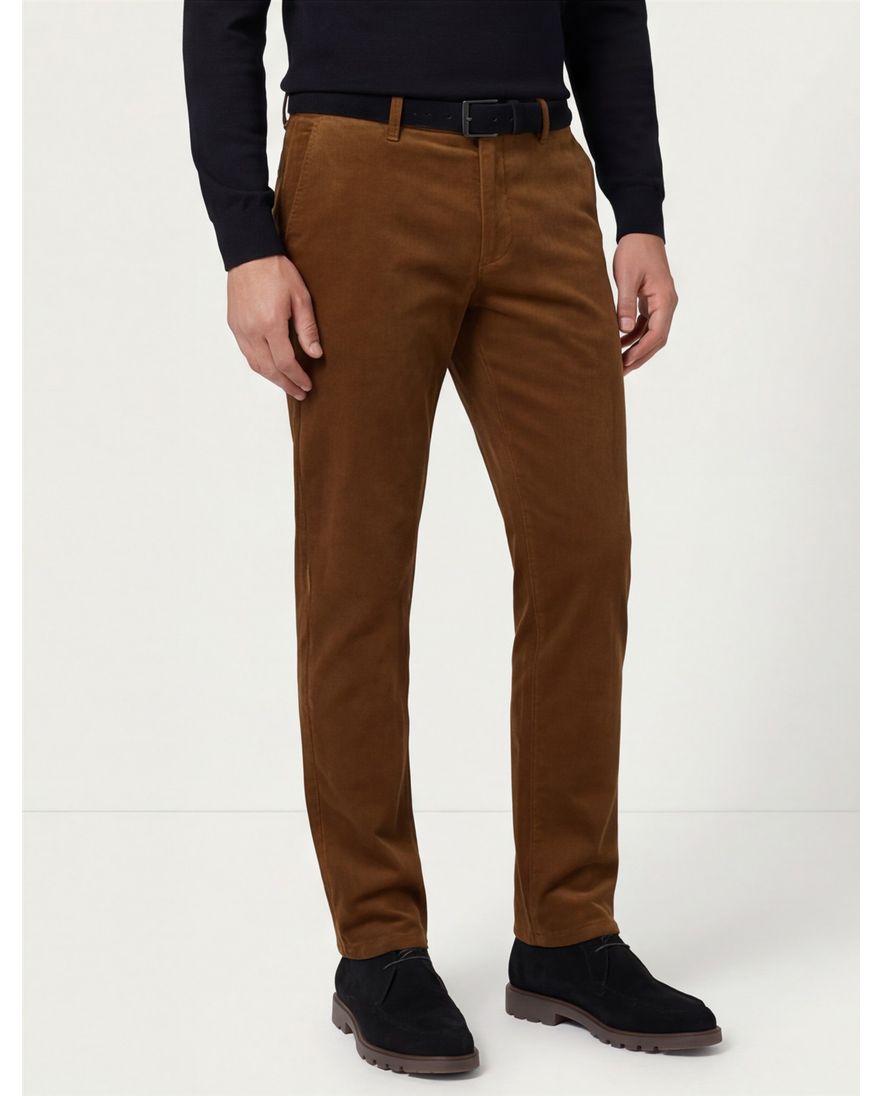 Eurex Pantalon bruin regular fit katoen