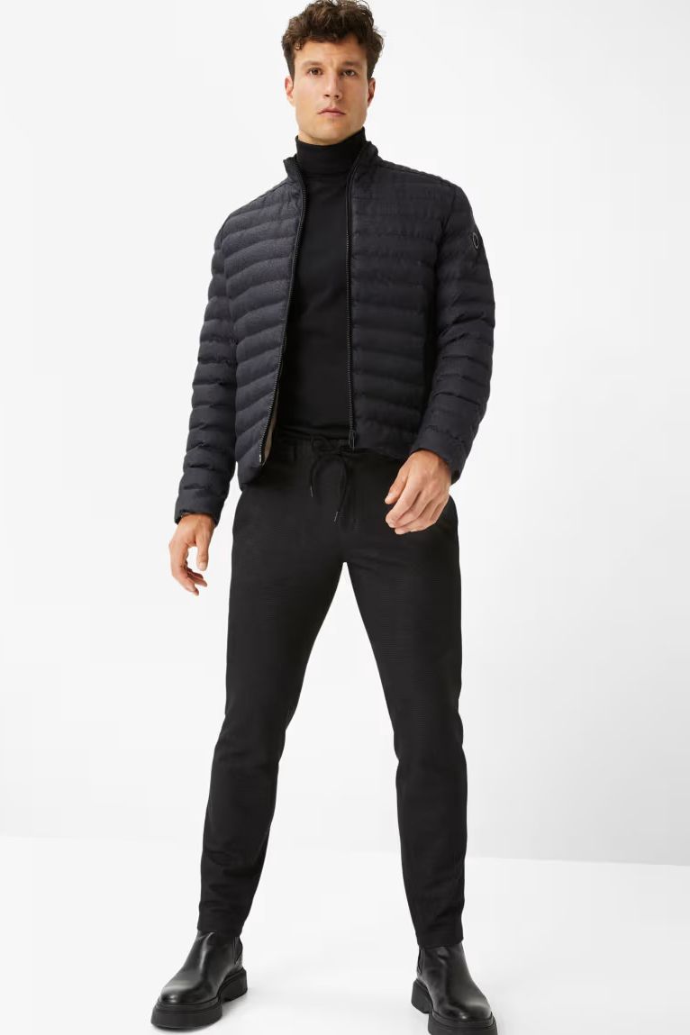 tussenjas Brax donkerblauw normale fit polyester effen rits