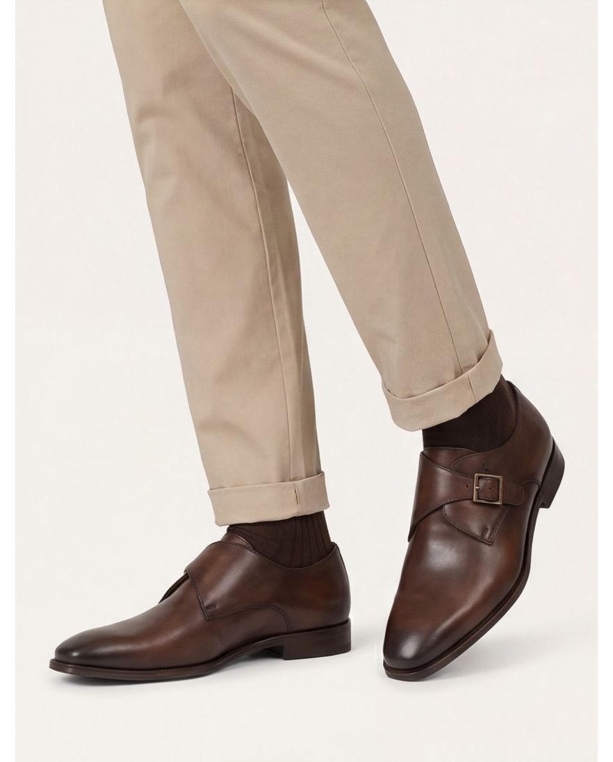 Van Bommel nette schoenen Raffa bruin effen leer