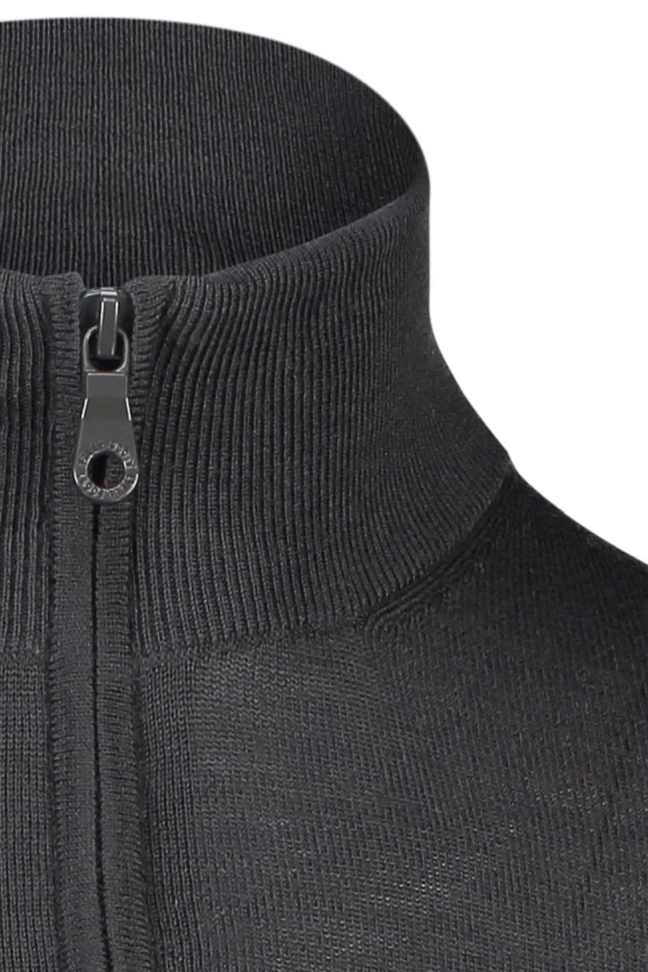 trui Lyle & Scott grijs half zip effen merinowol slim fit