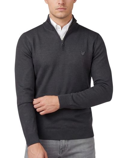 Lyle & Scott trui Lyle & Scott grijs half zip effen merinowol slim fit