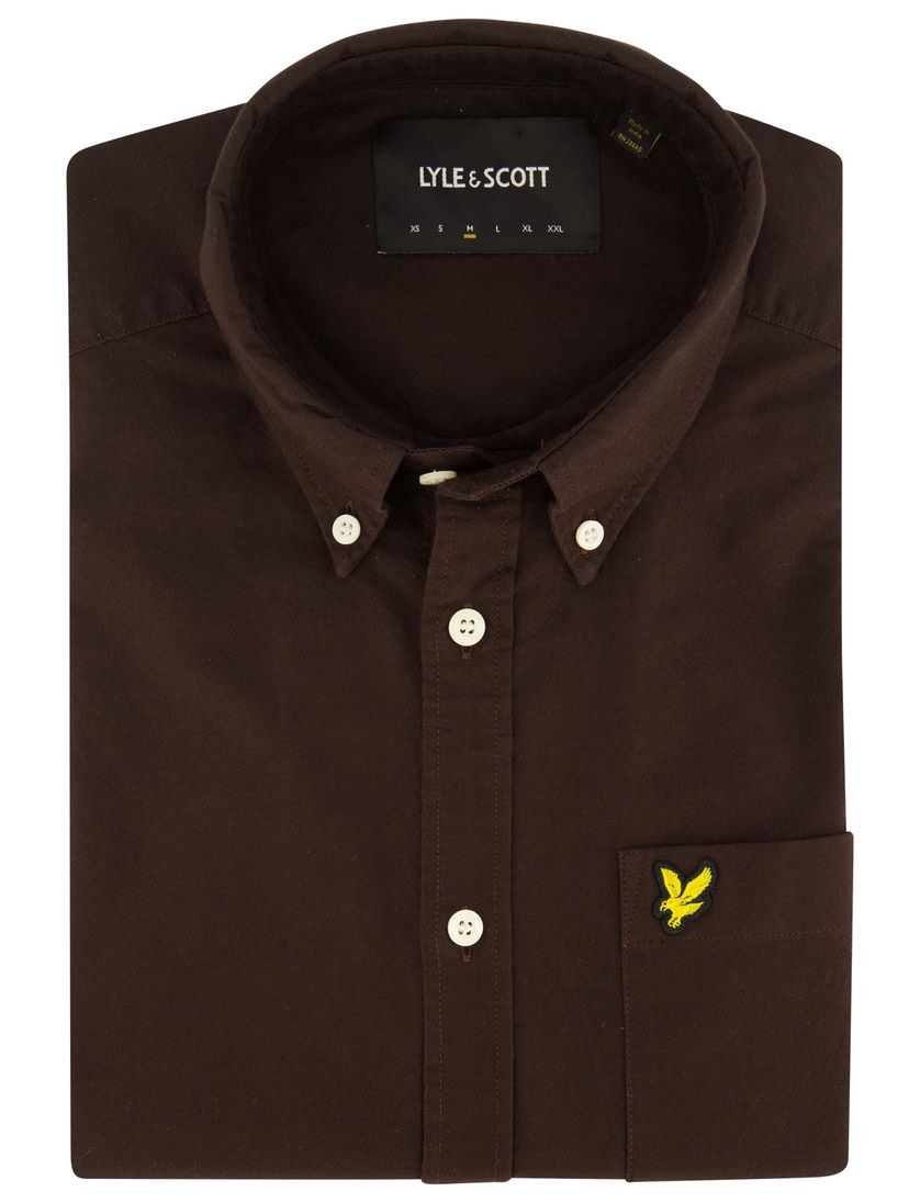 Lyle & Scott casual overhemd bruin effen normale fit