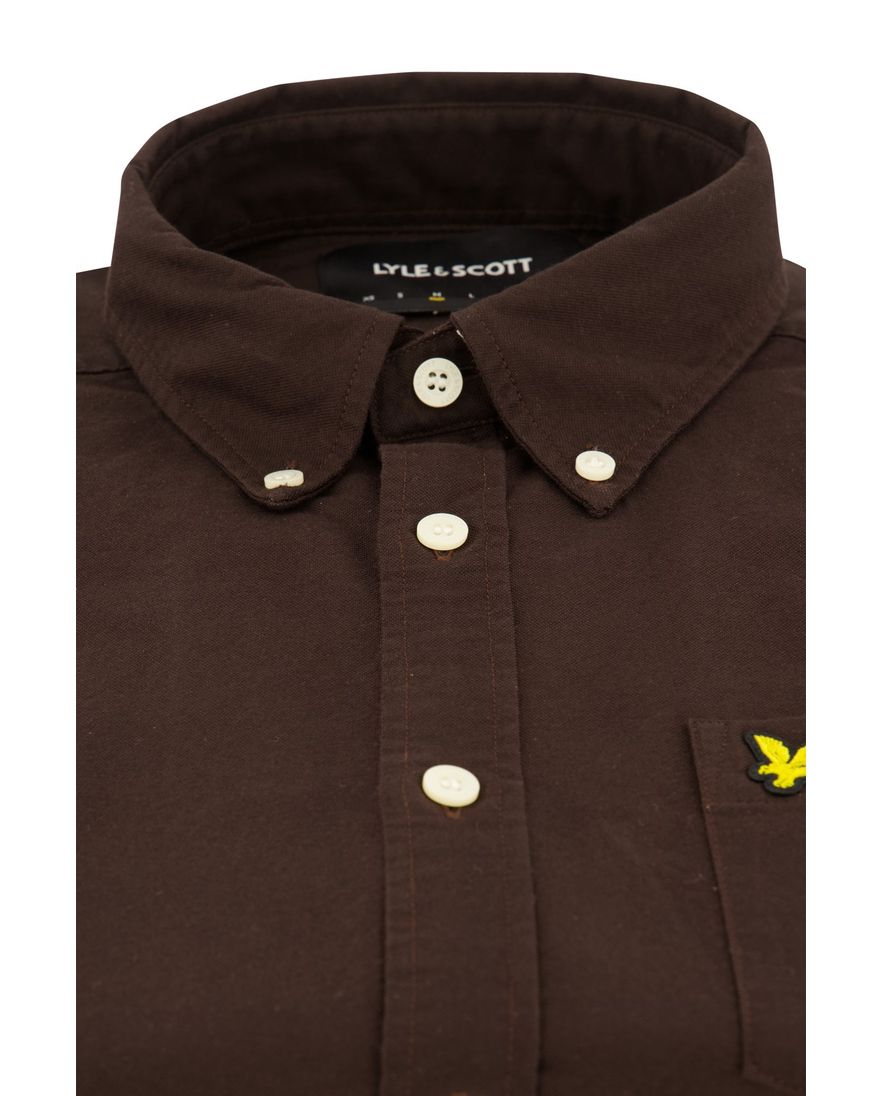 Bruin overhemd Lyle & Scott normale fit effen