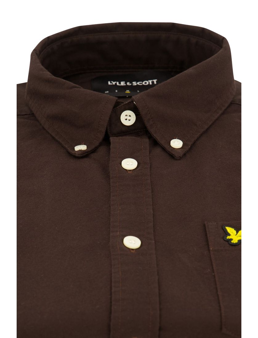 Lyle & Scott casual overhemd bruin effen normale fit