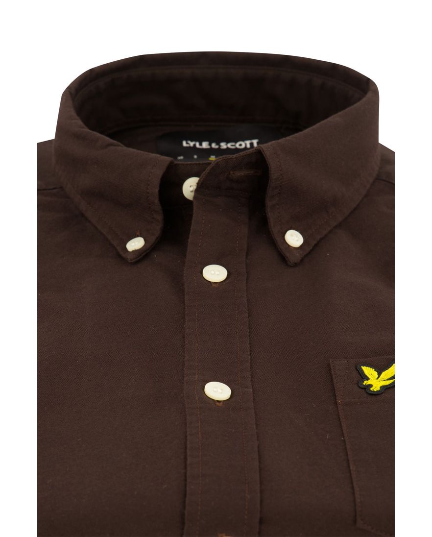 Bruin overhemd Lyle & Scott normale fit effen