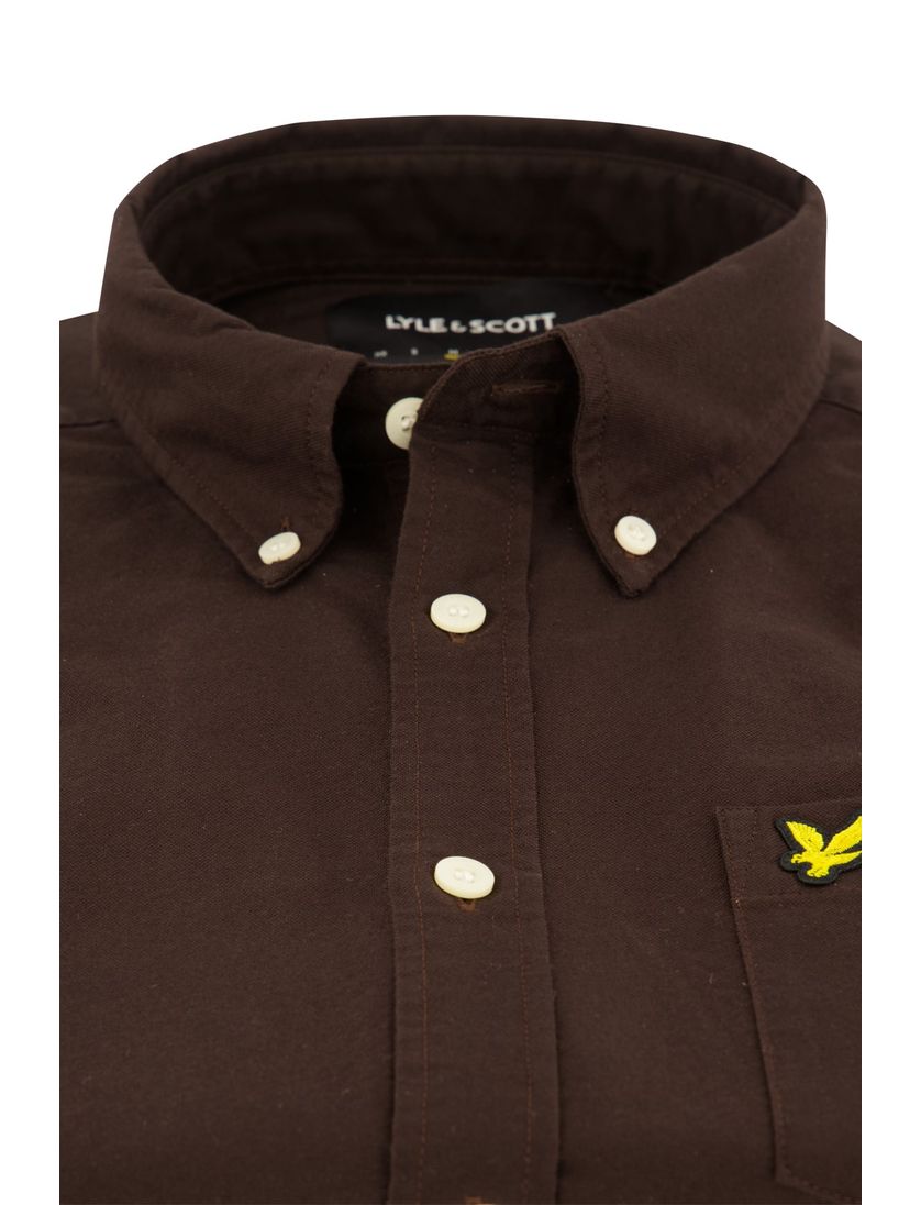 Lyle & Scott casual overhemd bruin effen normale fit
