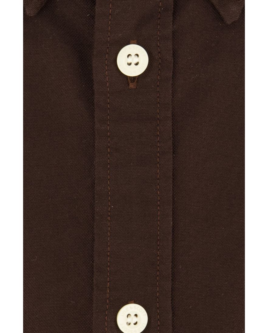 Bruin overhemd Lyle & Scott normale fit effen