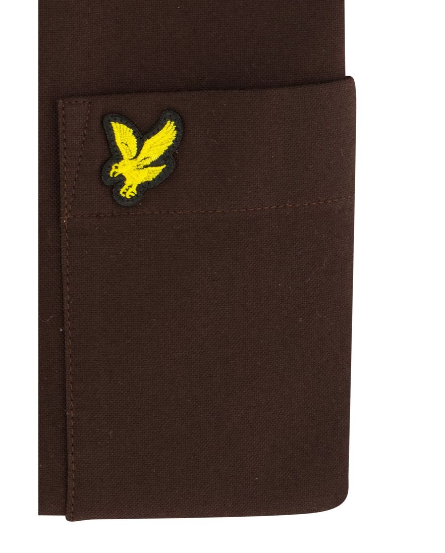 Bruin overhemd Lyle & Scott normale fit effen