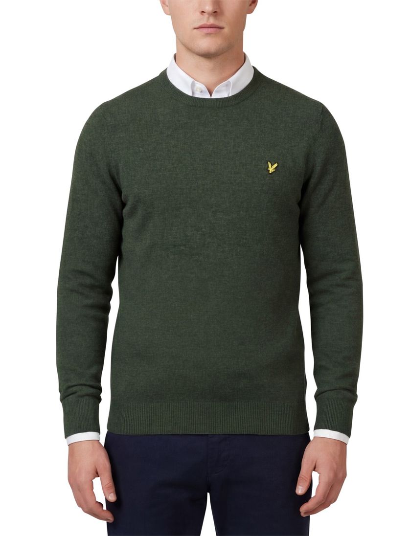 Lyle & Scott trui groen gemeleerd ronde hals