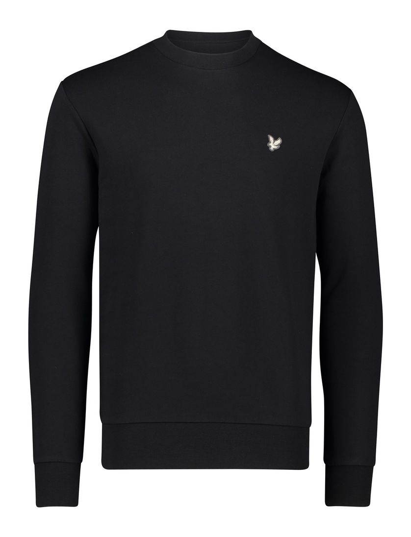 Lyle & Scott trui zwart effen katoen turtleneck slim fit