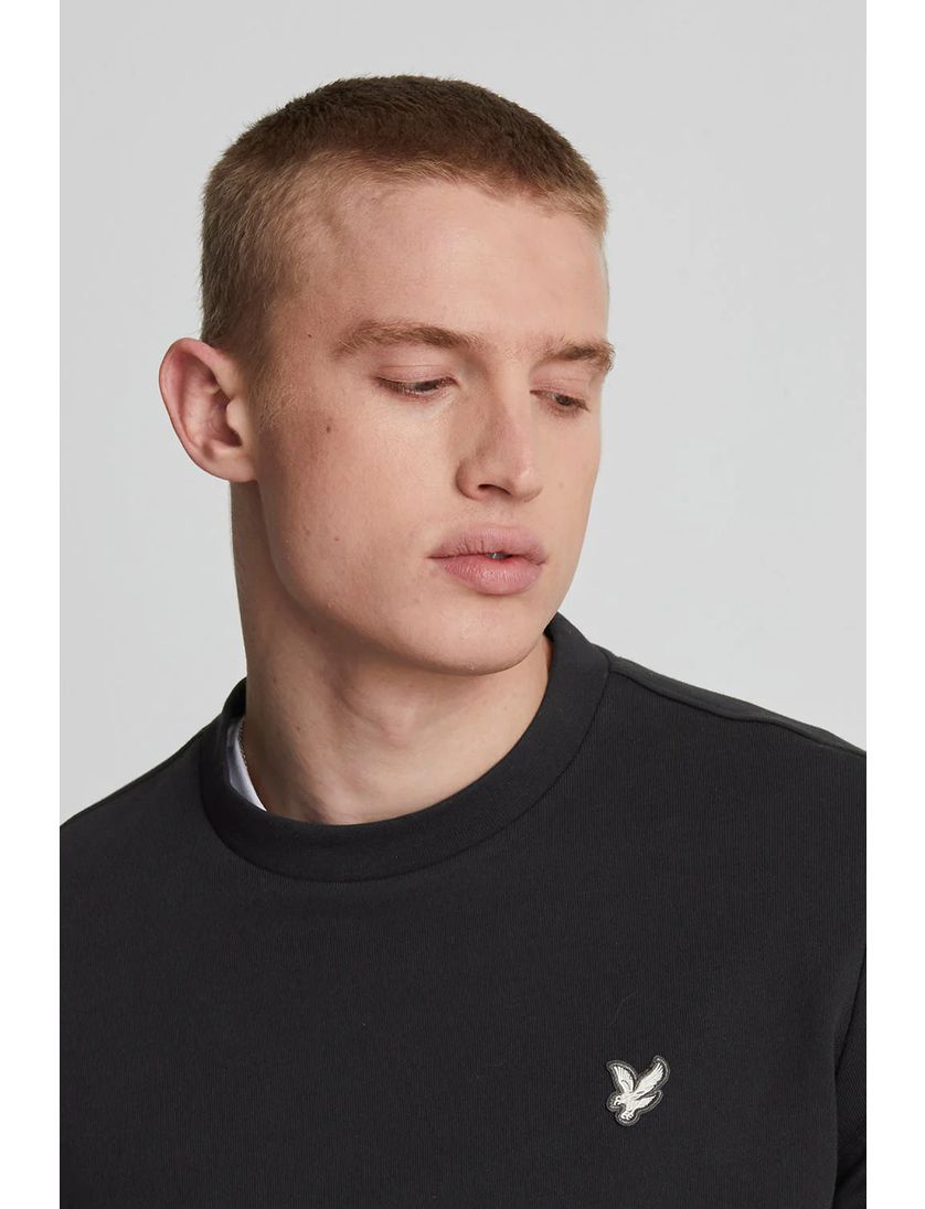 Lyle & Scott trui zwart effen katoen turtleneck slim fit