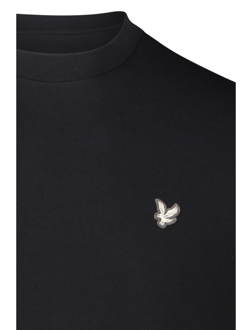 Lyle & Scott trui zwart effen katoen turtleneck slim fit